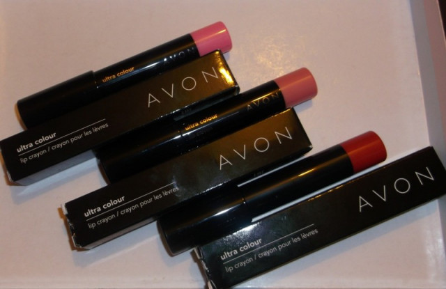 Avon Ultra Colour Lip Crayon: Reddy for Me, Risque Rose and Sweetly Pink