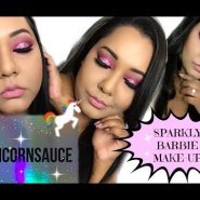 SPARKLY PINK BARBIE MAKE-UP|| Ft Switch beauty UnicornSauce palette || Ft NYX glitter